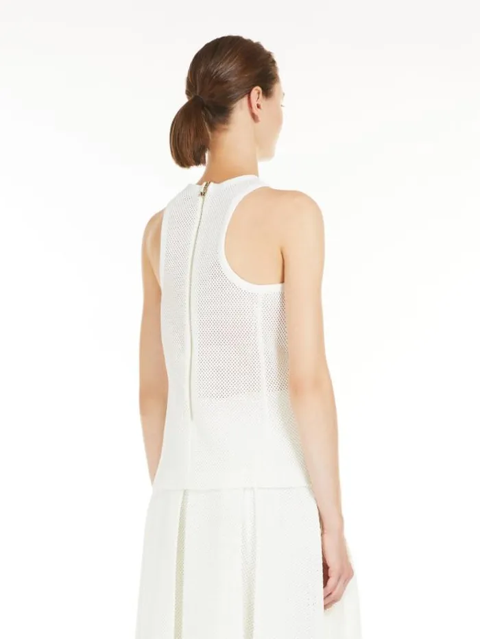 Woman Mesheffect Technical Jersey Top Platinum Maxmara Tshirts Woman Mesheffect Technical Jersey Top Platinum Maxmara Tshirts