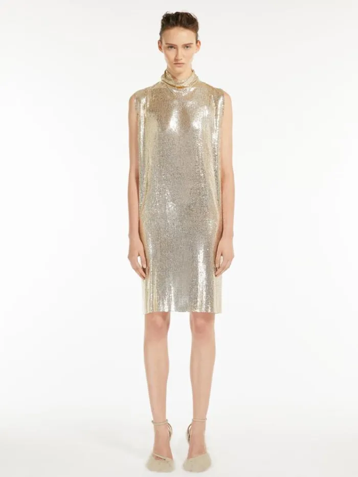 Woman Metallicknit Dress With Cutout Detail Antique Rose Maxmara Dresses