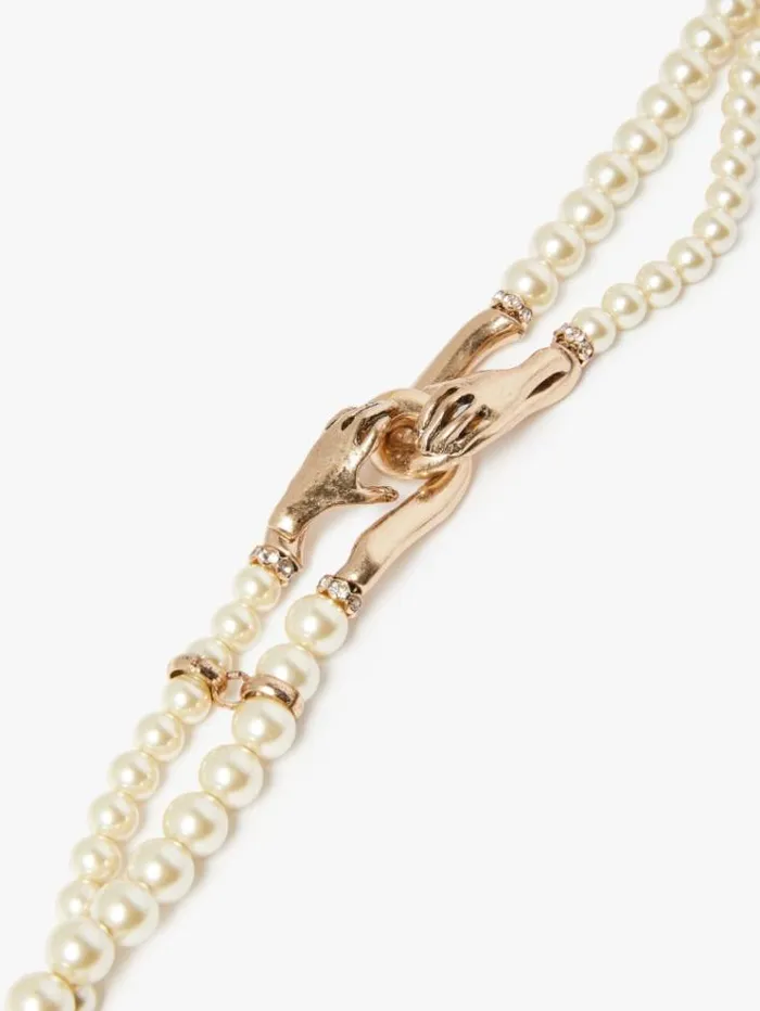 Woman Necklace With Double String Of Pearls White Maxmara Jewelry