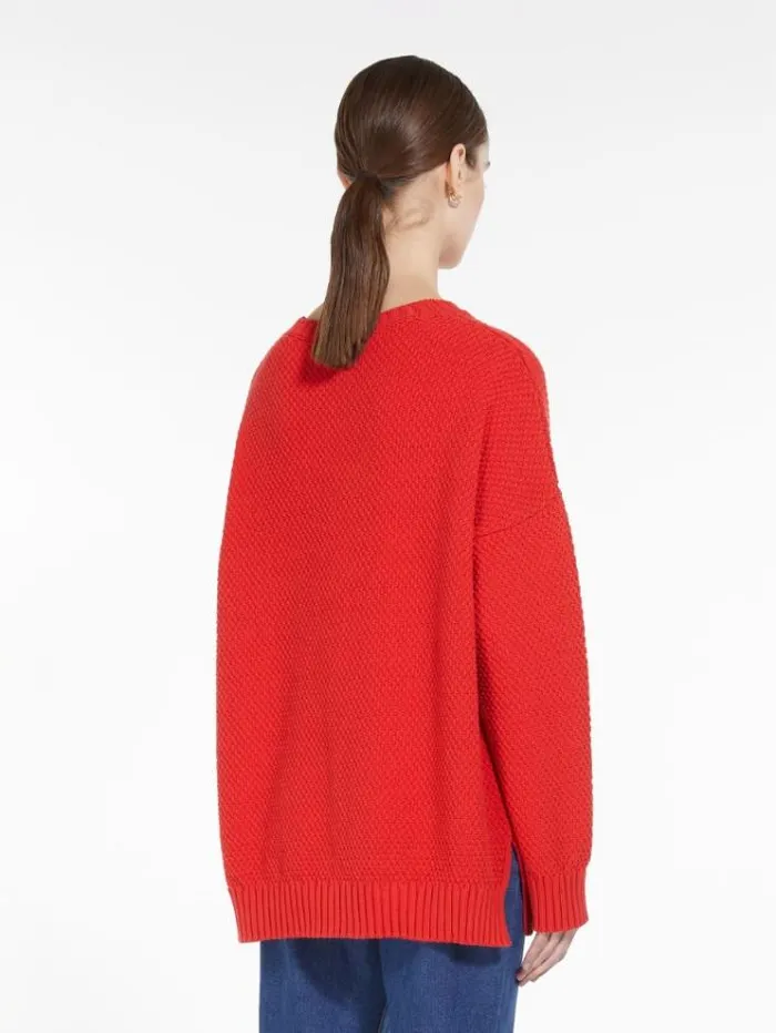 Woman Oversized Cotton Blend Top Red Maxmara Knitwear And Sweatshirts Woman Oversized Cotton Blend Top Red Maxmara Knitwear And Sweatshirts