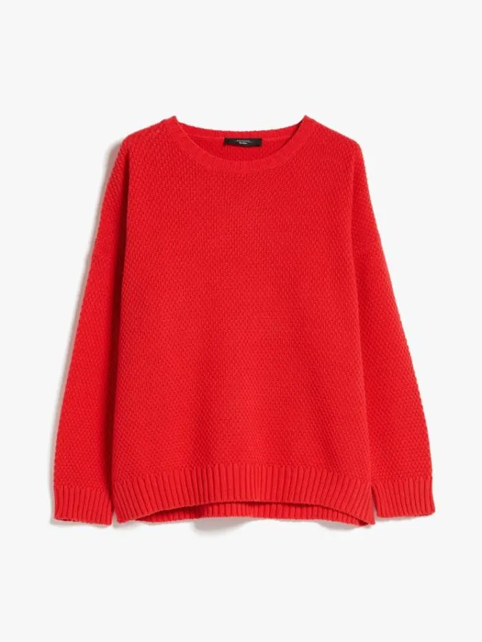 Woman Oversized Cotton Blend Top Red Maxmara Knitwear And Sweatshirts Woman Oversized Cotton Blend Top Red Maxmara Knitwear And Sweatshirts