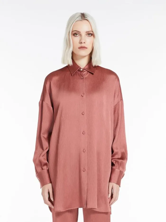 Woman Oversized Viscose Crepon Shirt Rust Maxmara Shirts And Tops