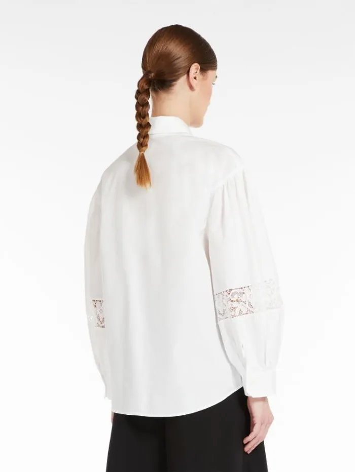 Woman Poplin Shirt With Embroidery Optical White Maxmara Shirts And Tops Woman Poplin Shirt With Embroidery Optical White Maxmara Shirts And Tops