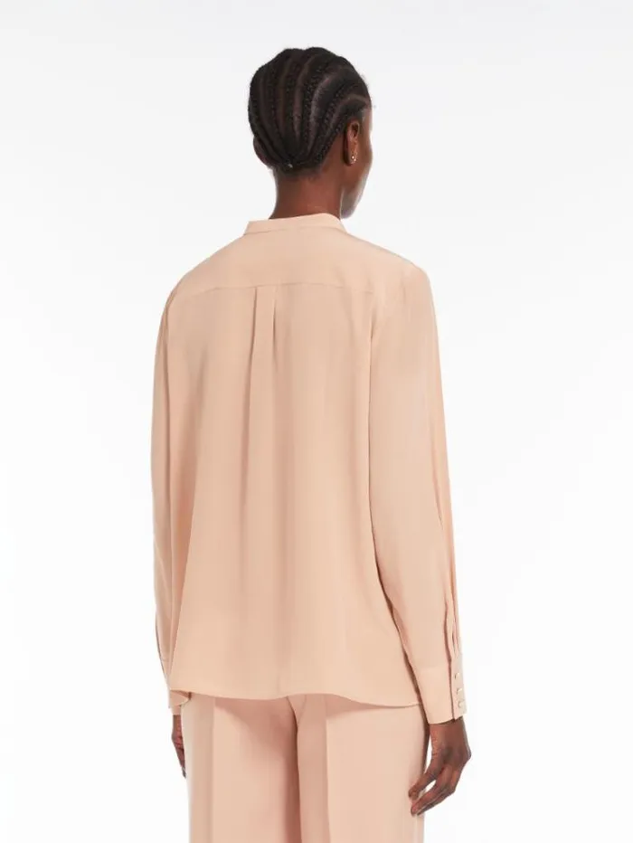Woman Ribbed Crepe De Chine Blouse Make Up Nude Maxmara Shirts And Tops Woman Ribbed Crepe De Chine Blouse Make Up Nude Maxmara Shirts And Tops