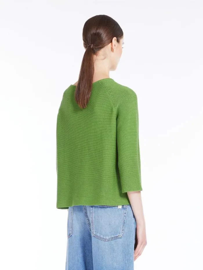 Woman Roundneck Cotton Top Green Maxmara Knitwear And Sweatshirts Woman Roundneck Cotton Top Green Maxmara Knitwear And Sweatshirts