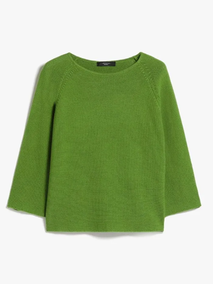 Woman Roundneck Cotton Top Green Maxmara Knitwear And Sweatshirts Woman Roundneck Cotton Top Green Maxmara Knitwear And Sweatshirts