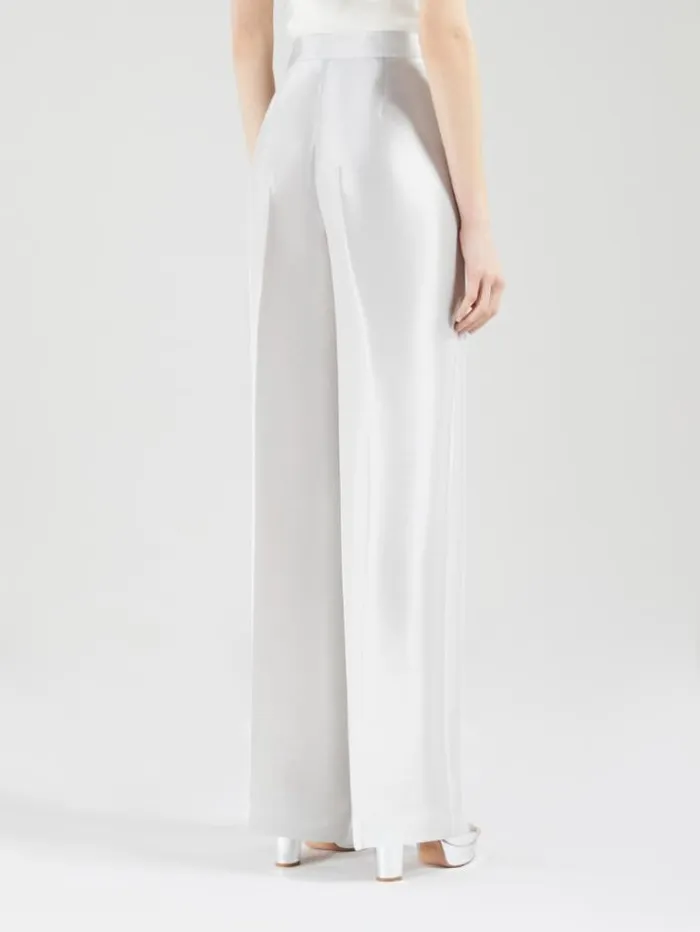 Woman Satin Trousers With Darts Pearl Grey Maxmara Trousers Woman Satin Trousers With Darts Pearl Grey Maxmara Trousers