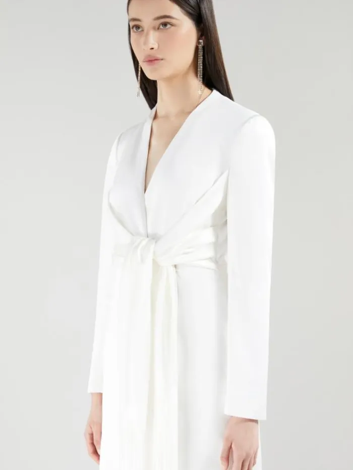 Woman Satin Wrap Dress White Maxmara Dresses
