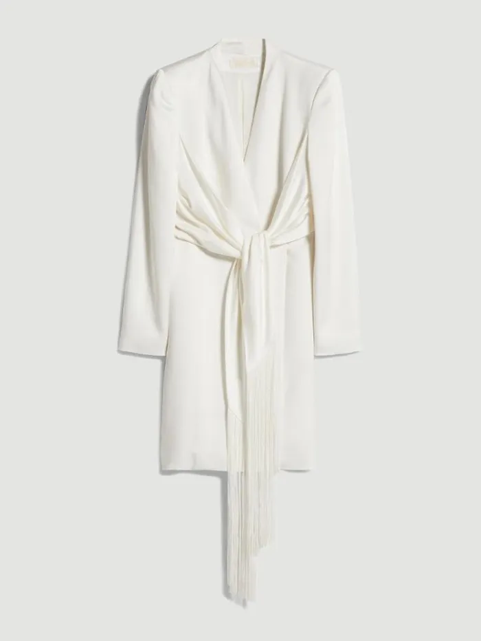 Woman Satin Wrap Dress White Maxmara Dresses
