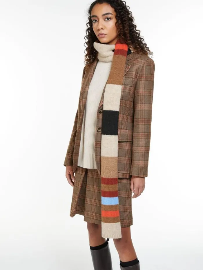 Woman Scarf In Alpaca And Wool Yarn Beige Maxmara Scarves And Foulards Woman Scarf In Alpaca And Wool Yarn Beige Maxmara Scarves And Foulards