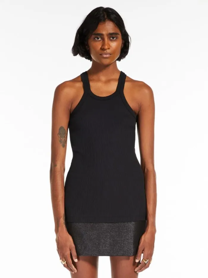 Woman Silkblend Jersey Vest Top Black Maxmara Tshirts
