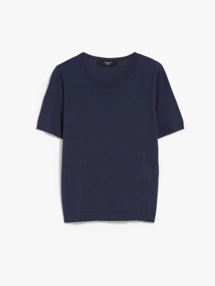 Woman Silk Blend Knit Tshirt Navy Maxmara Knitwear And Sweatshirts Woman Silk Blend Knit Tshirt Navy Maxmara Knitwear And Sweatshirts