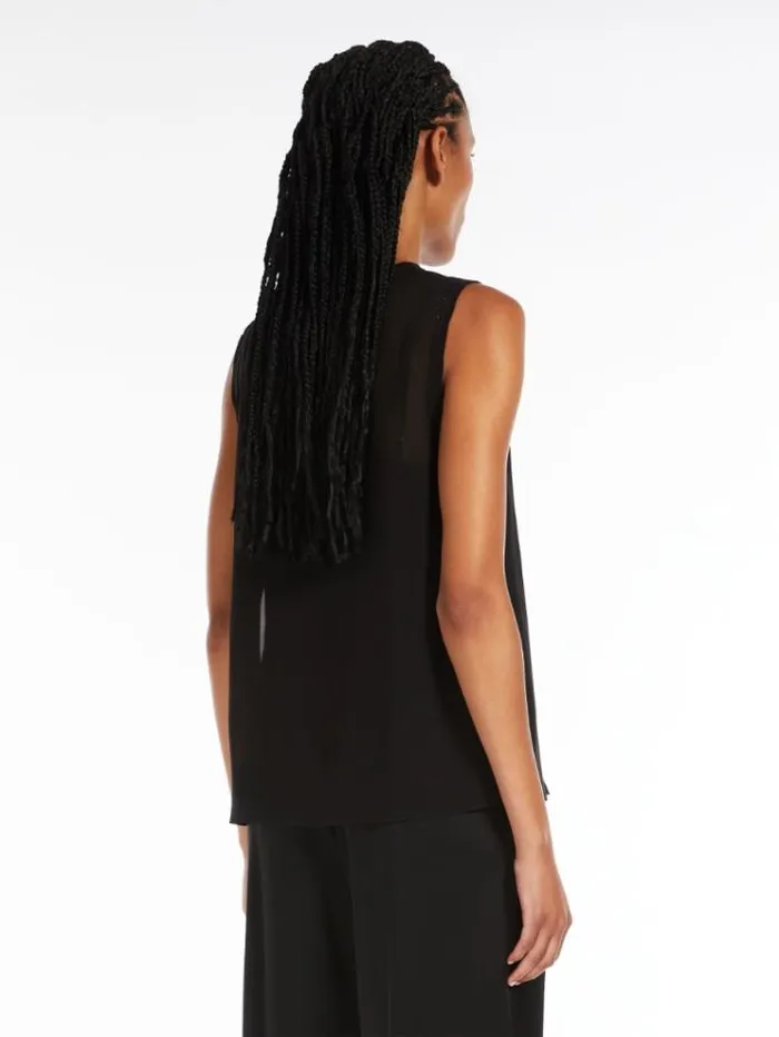 Woman Silk Georgette Blouse Black Maxmara Shirts And Tops