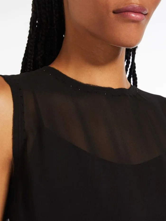Woman Silk Georgette Blouse Black Maxmara Shirts And Tops