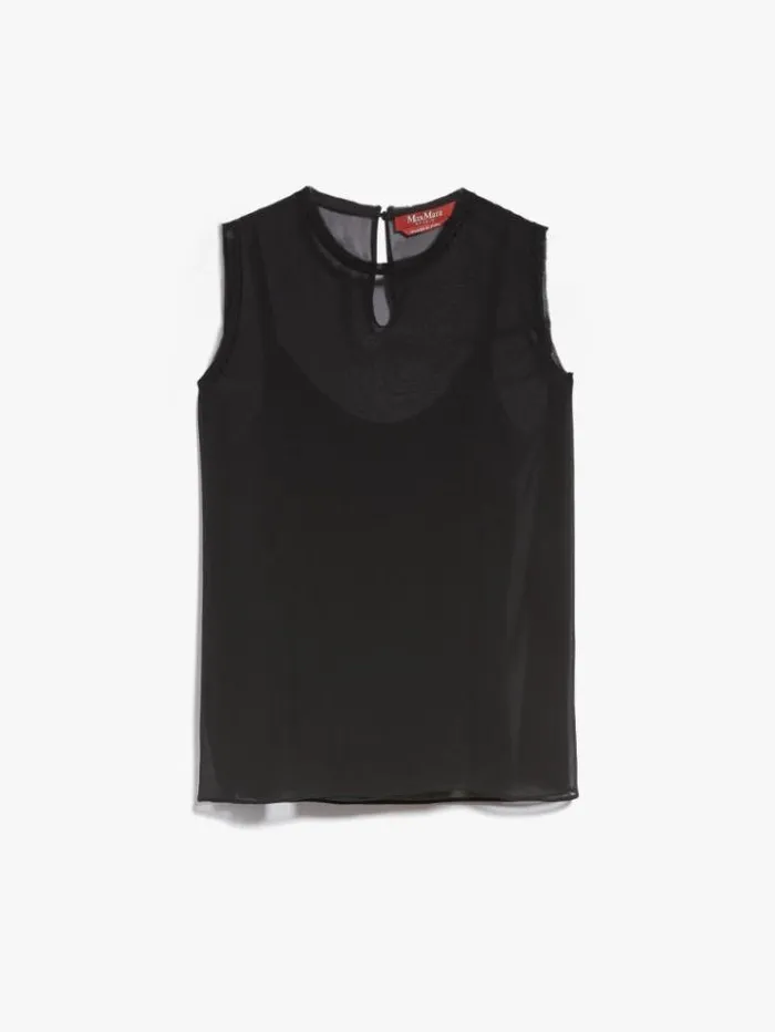 Woman Silk Georgette Blouse Black Maxmara Shirts And Tops