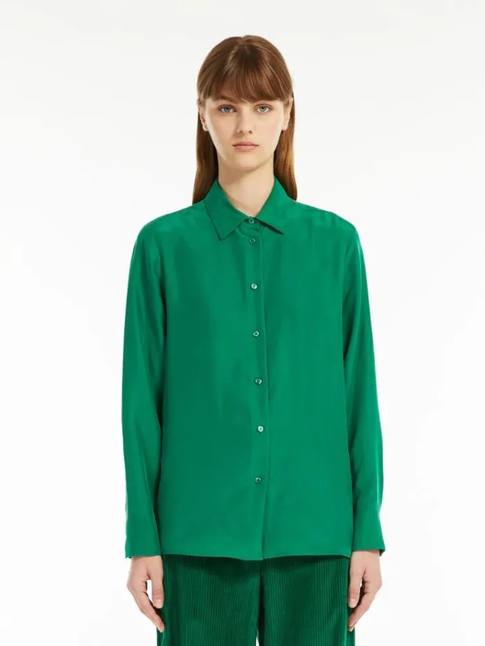Woman Silk Shirt Emerald Maxmara Shirts And Tops
