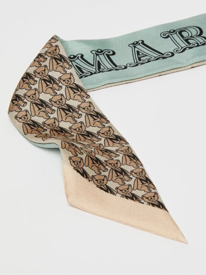 Woman Silk Twill Bandeau Green Maxmara Scarves And Foulards Woman Silk Twill Bandeau Green Maxmara Scarves And Foulards