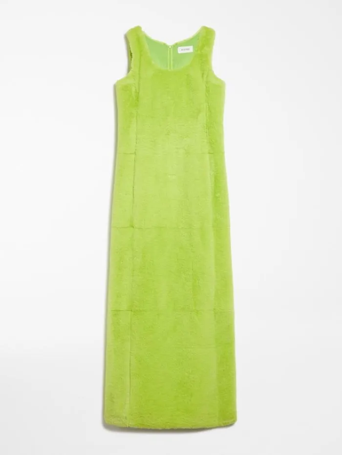 Woman Sleeveless Dress In Fluffy Fabric Lime Green Maxmara Dresses Woman Sleeveless Dress In Fluffy Fabric Lime Green Maxmara Dresses