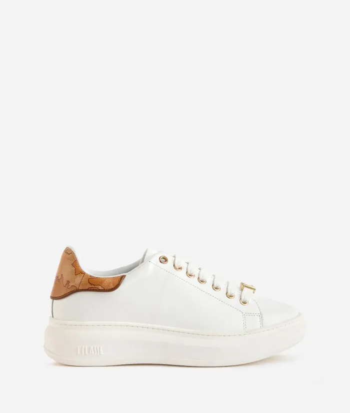 Woman Sneakers Alviero Martini Smooth Leather Tr Light Sneakers With 1 Classe Charm White