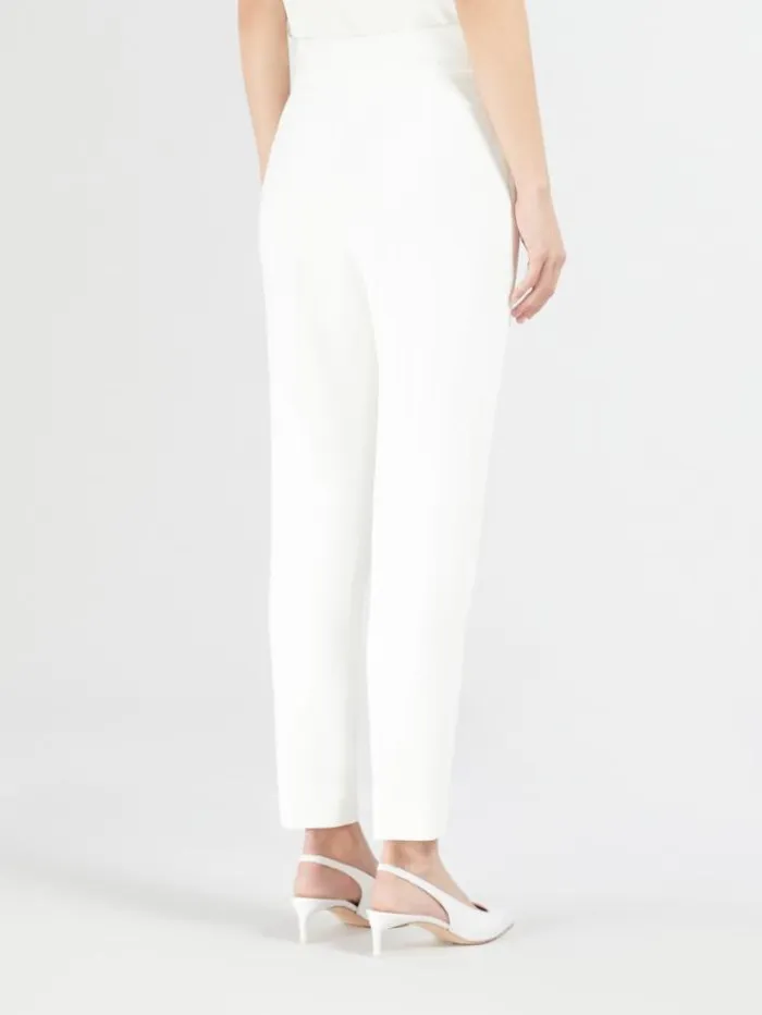 Woman Stretchcady Trousers Optical White Maxmara Trousers