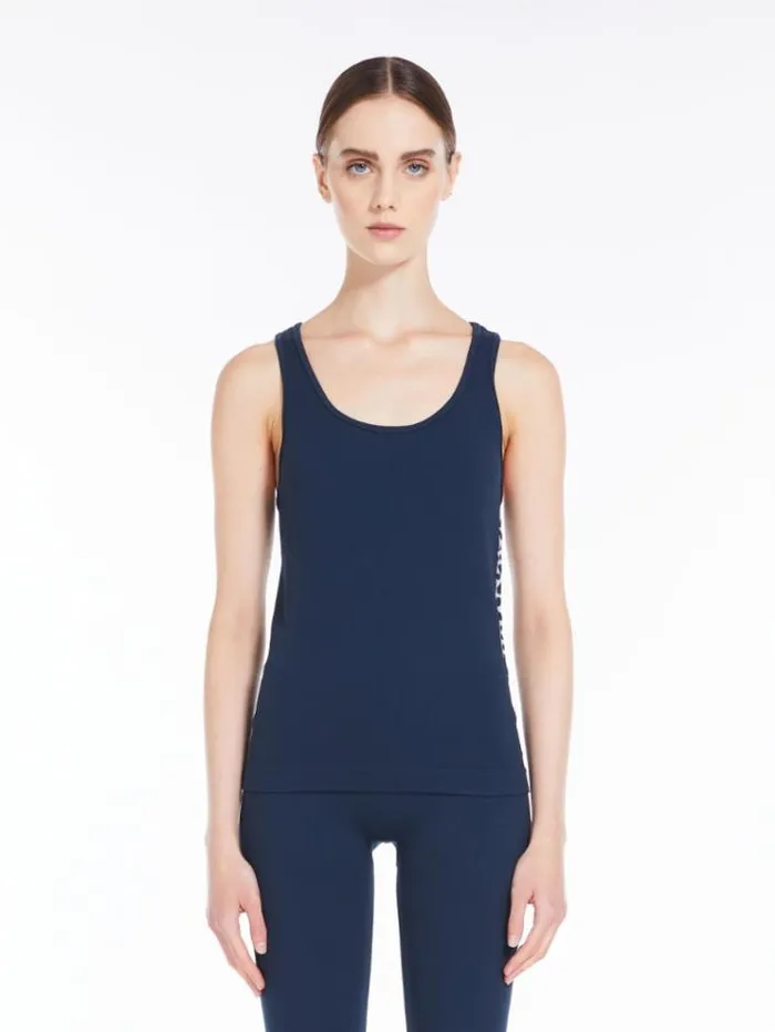 Woman Technical Fabric Logo Top Midnightblue Maxmara Tshirts