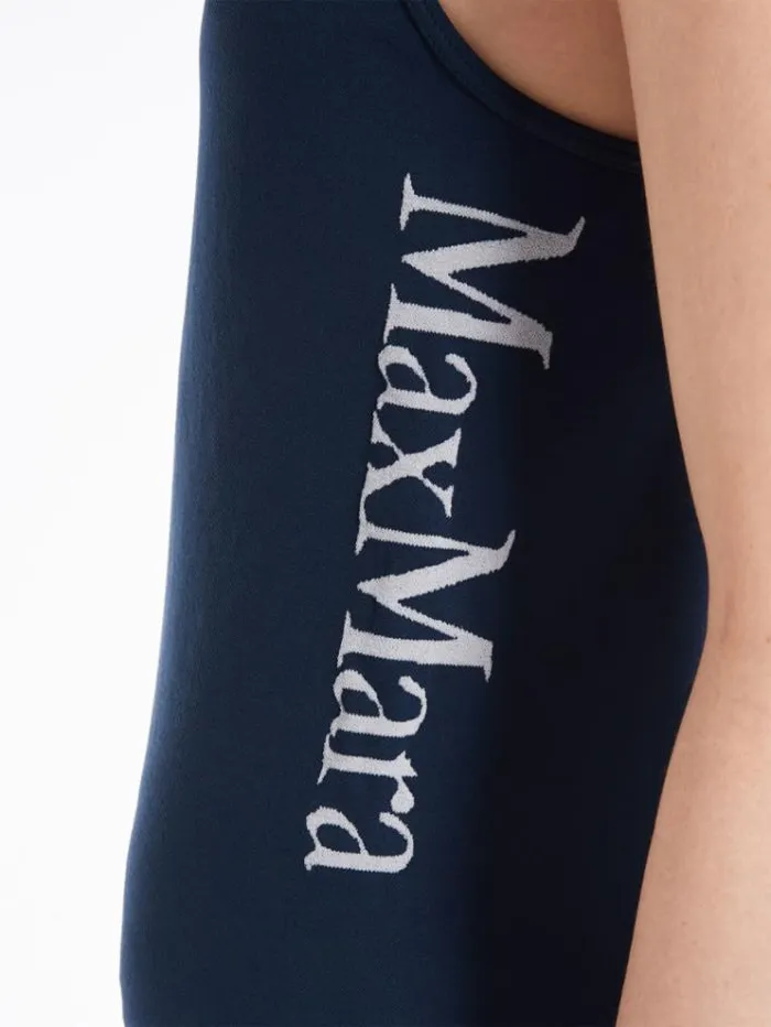 Woman Technical Fabric Logo Top Midnightblue Maxmara Tshirts Woman Technical Fabric Logo Top Midnightblue Maxmara Tshirts