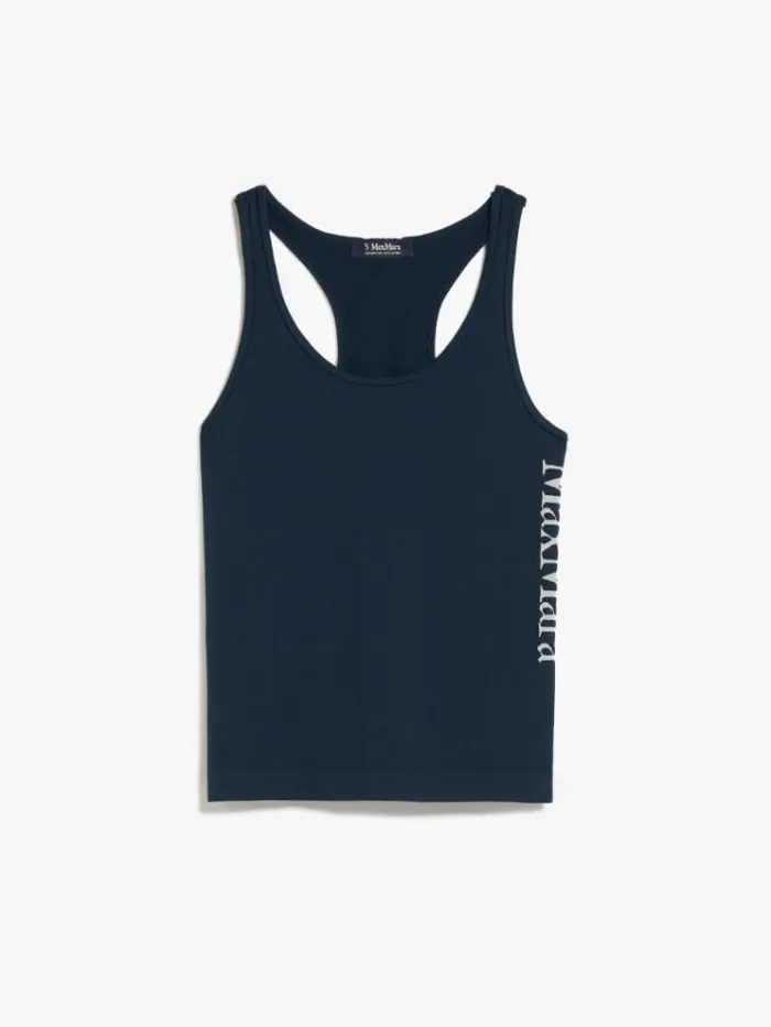 Woman Technical Fabric Logo Top Midnightblue Maxmara Tshirts Woman Technical Fabric Logo Top Midnightblue Maxmara Tshirts