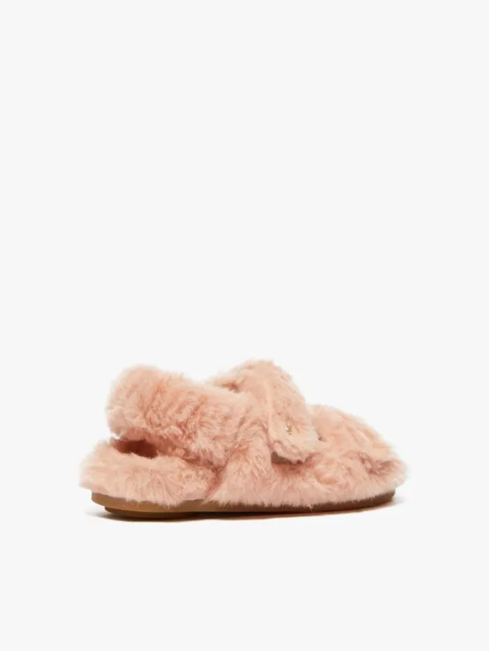 Woman Teddy Fabric Sandals Pink Maxmara Flat Shoes Woman Teddy Fabric Sandals Pink Maxmara Flat Shoes