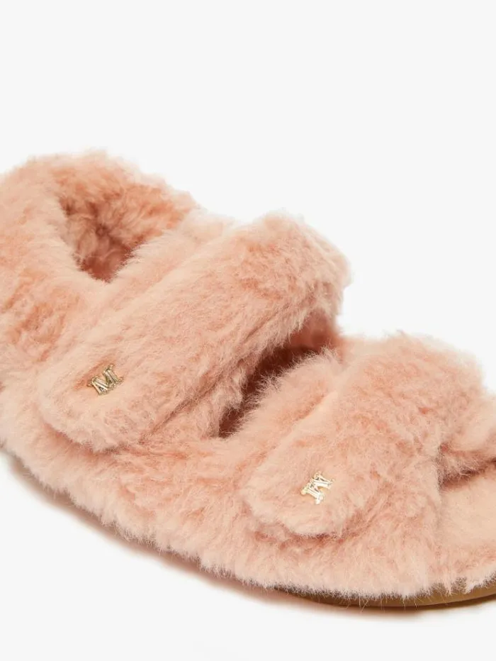 Woman Teddy Fabric Sandals Pink Maxmara Flat Shoes Woman Teddy Fabric Sandals Pink Maxmara Flat Shoes