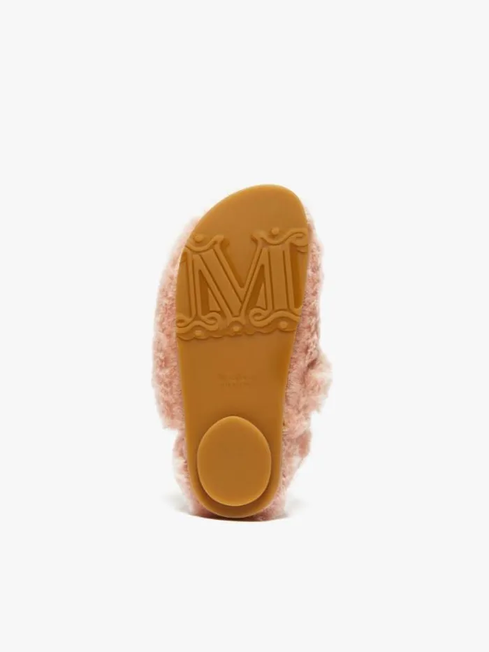 Woman Teddy Fabric Sandals Pink Maxmara Flat Shoes Woman Teddy Fabric Sandals Pink Maxmara Flat Shoes