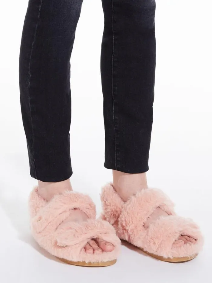 Woman Teddy Fabric Sandals Pink Maxmara Flat Shoes Woman Teddy Fabric Sandals Pink Maxmara Flat Shoes