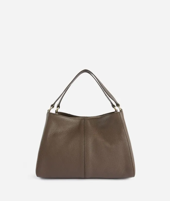 Woman Top Handle Bags Alviero Martini Universe Leather Bowler Bag With Crossbody Strap Dark Taupe