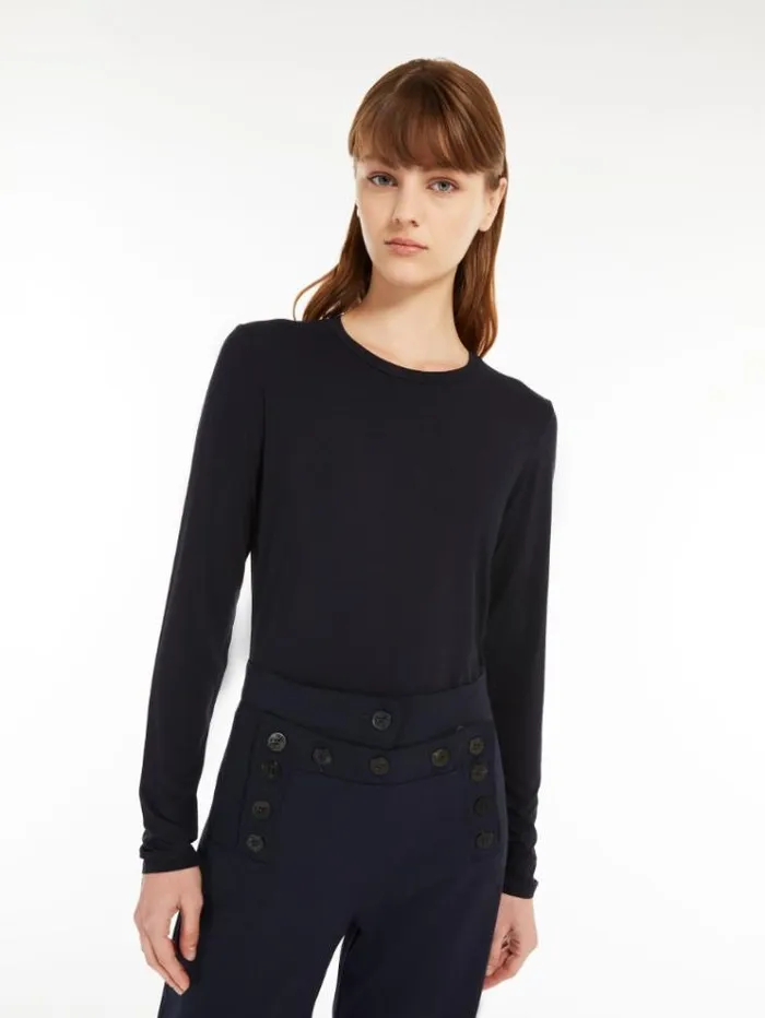 Woman Viscose Jersey Tshirt Navy Maxmara Tshirts Woman Viscose Jersey Tshirt Navy Maxmara Tshirts