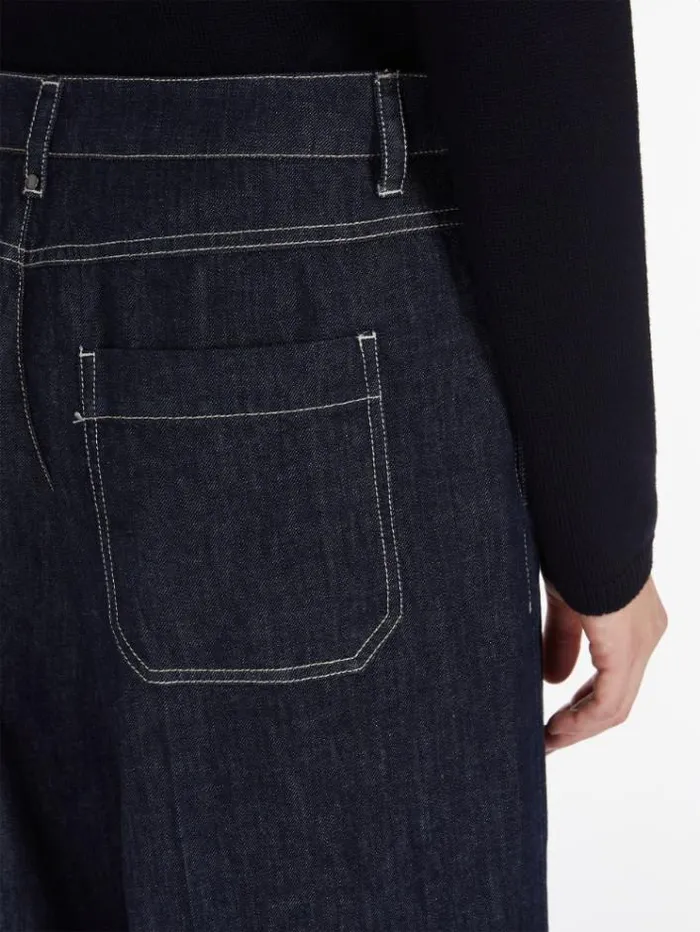 Woman Wide Denim Trousers Ultramarine Maxmara Trousers