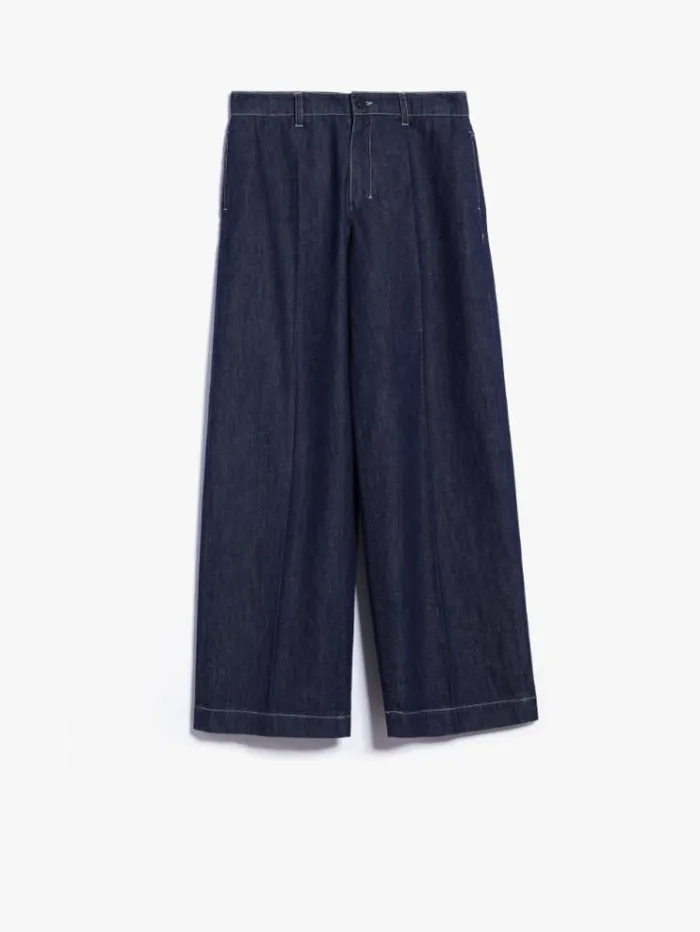 Woman Wide Denim Trousers Ultramarine Maxmara Trousers