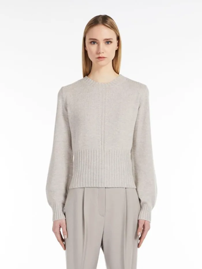 Woman Wool And Cashmere Crewneck Jumper Beige Maxmara Knitwear And Sweatshirts Woman Wool And Cashmere Crewneck Jumper Beige Maxmara Knitwear And Sweatshirts