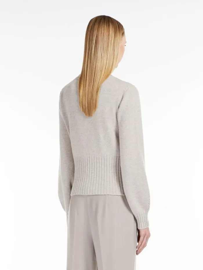 Woman Wool And Cashmere Crewneck Jumper Beige Maxmara Knitwear And Sweatshirts