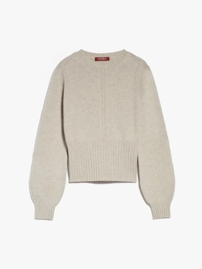 Woman Wool And Cashmere Crewneck Jumper Beige Maxmara Knitwear And Sweatshirts