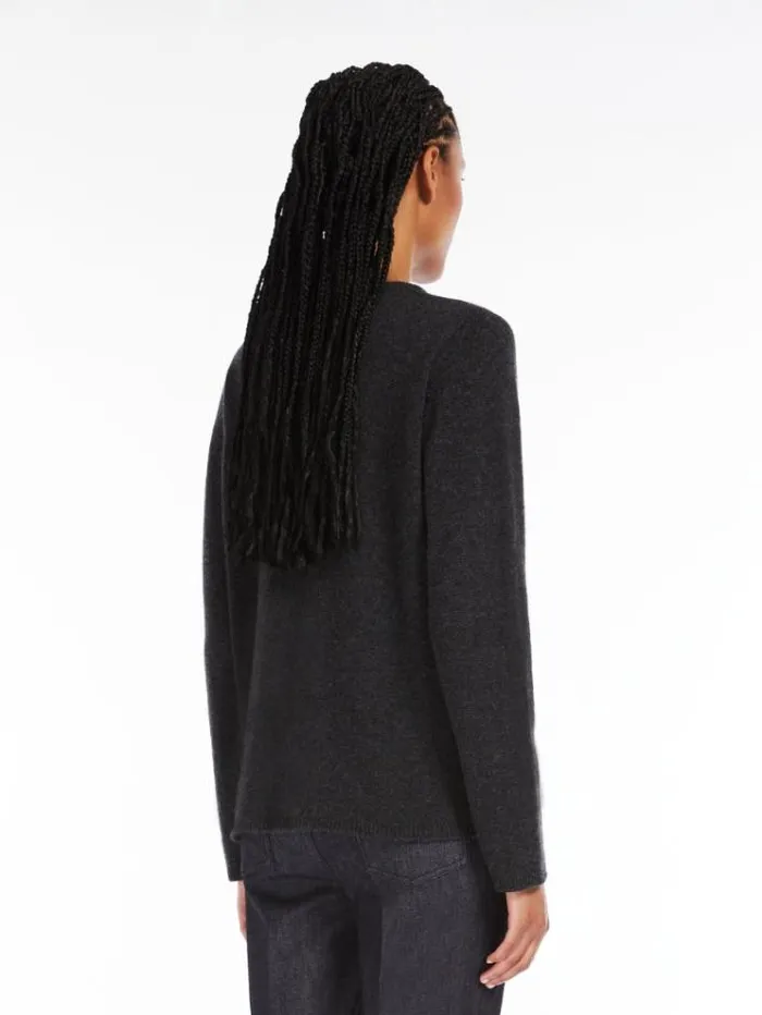 Woman Wool And Cashmere Vneck Sweater Dark Grey Maxmara Knitwear And Sweatshirts Woman Wool And Cashmere Vneck Sweater Dark Grey Maxmara Knitwear And Sweatshirts