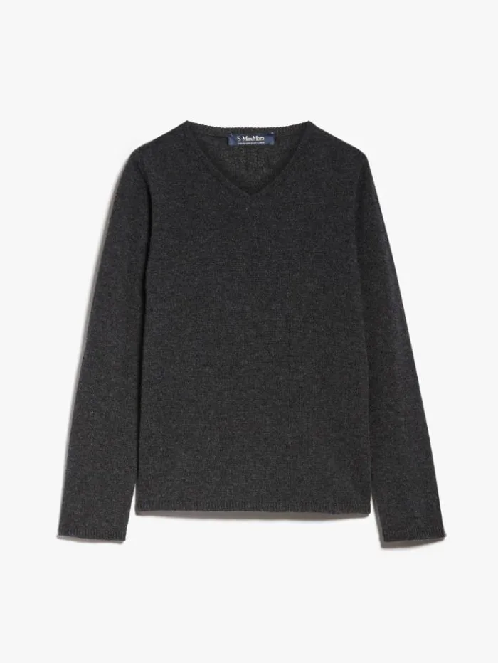 Woman Wool And Cashmere Vneck Sweater Dark Grey Maxmara Knitwear And Sweatshirts Woman Wool And Cashmere Vneck Sweater Dark Grey Maxmara Knitwear And Sweatshirts