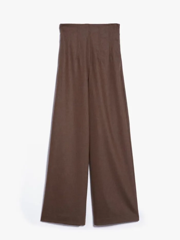 Woman Wool And Cashmere Wide Trousers Brown Maxmara Suit Woman Wool And Cashmere Wide Trousers Brown Maxmara Suit