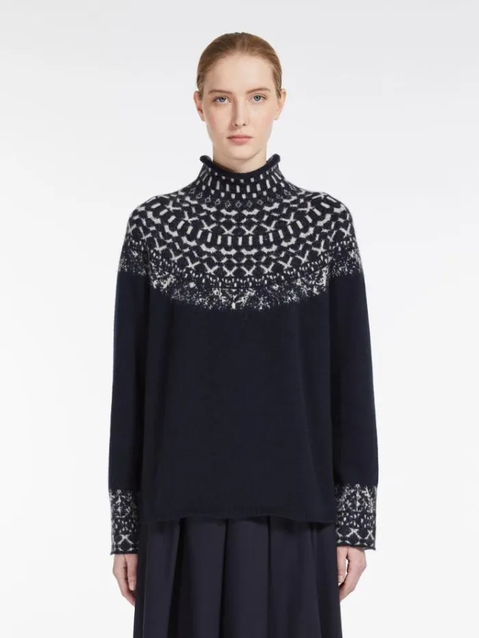 Woman Wool Cashmere And Mohair Poloneck Sweater Ultramarine Maxmara Knitwear And Sweatshirts Woman Wool Cashmere And Mohair Poloneck Sweater Ultramarine Maxmara Knitwear And Sweatshirts
