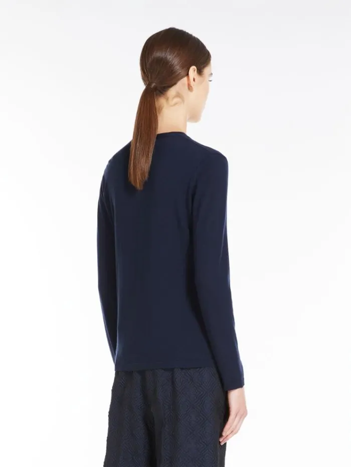 Woman Wool Yarn Cardigan Ultramarine Maxmara Knitwear And Sweatshirts Woman Wool Yarn Cardigan Ultramarine Maxmara Knitwear And Sweatshirts