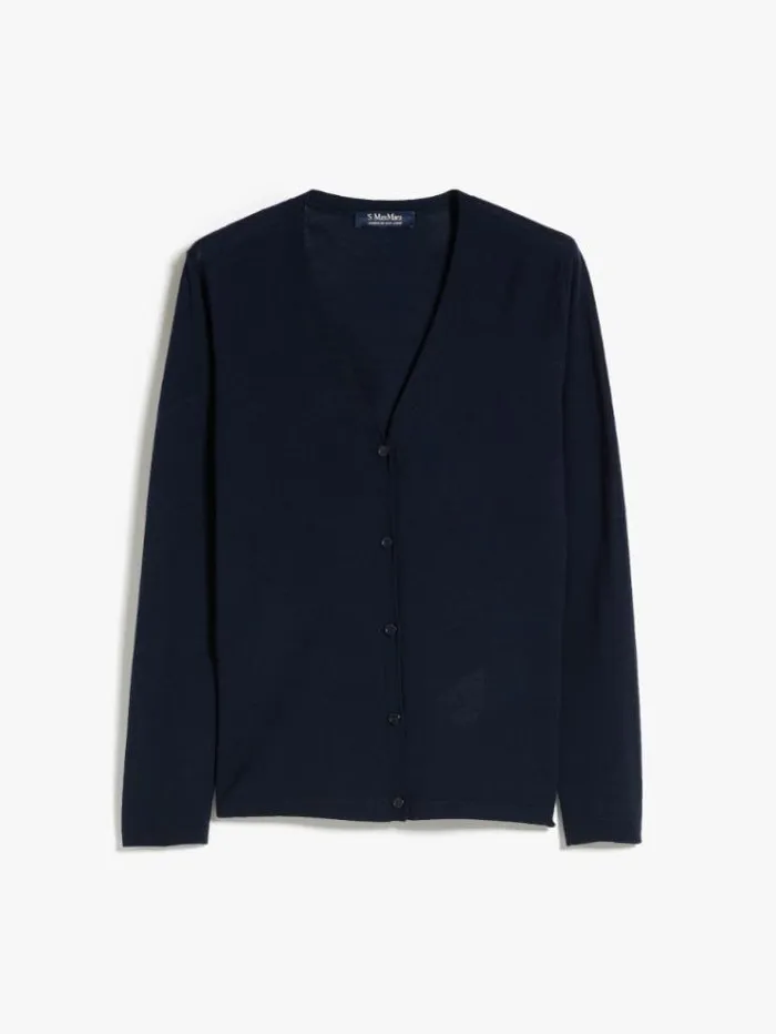 Woman Wool Yarn Cardigan Ultramarine Maxmara Knitwear And Sweatshirts Woman Wool Yarn Cardigan Ultramarine Maxmara Knitwear And Sweatshirts