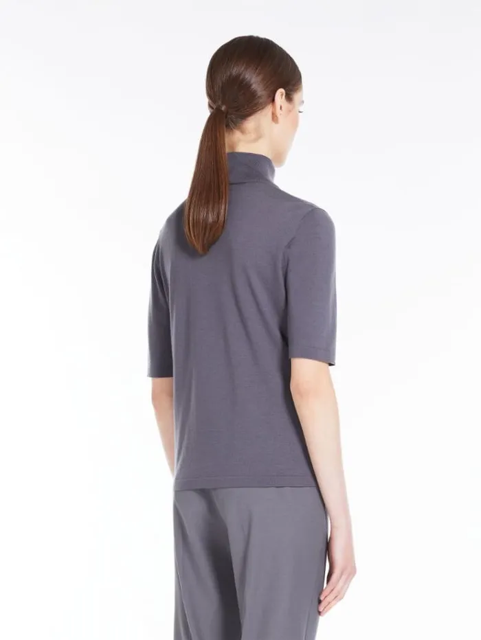 Woman Wool Yarn Mock Poloneck Sweater Medium Grey Maxmara Knitwear And Sweatshirts Woman Wool Yarn Mock Poloneck Sweater Medium Grey Maxmara Knitwear And Sweatshirts