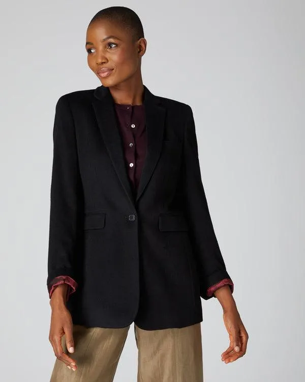 Women 007 Slimline Cashmere BlazerIn Black Black NPeal Coats and Jackets