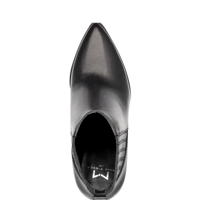Women Alva Pointy Toe Bootie Black Leather Marc Fisher Boots and Booties