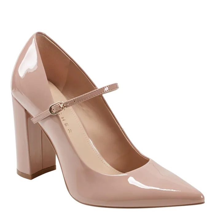 Women Artie Mary Jane Pump Natural Patent Leather Marc Fisher Heels and Pumps