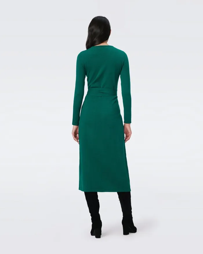 Women Astrid WoolCashmere Wrap Dress Cilantro DVF Dresses