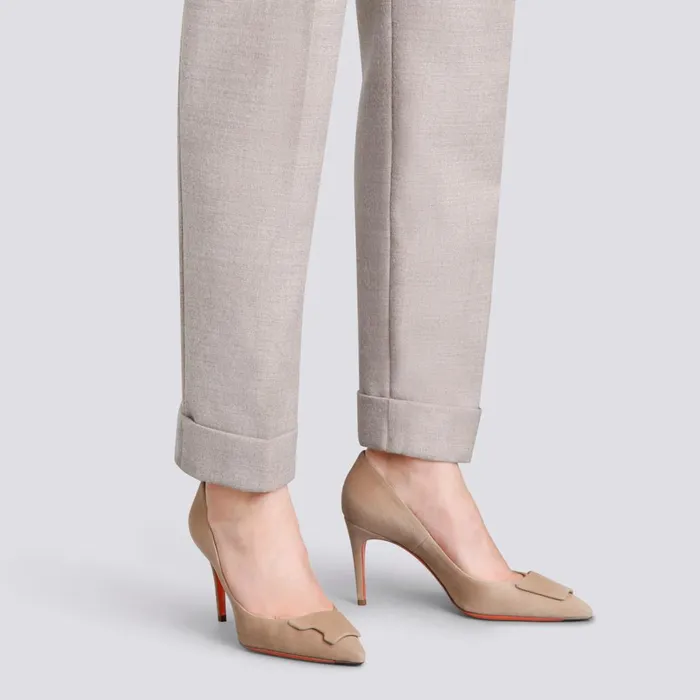 Women Beige Suede HighHeel Sibille Pump Santoni Pumps and Heels
